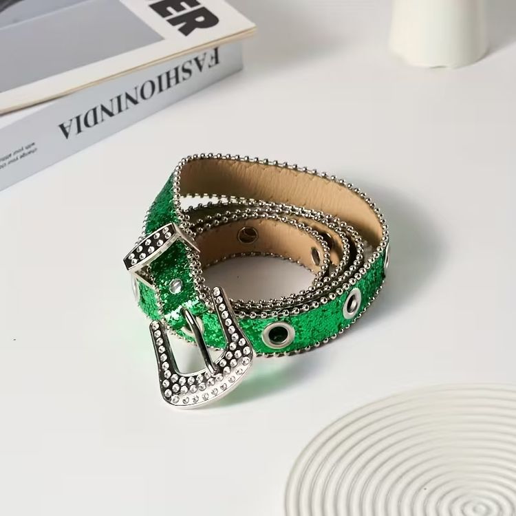 Other Rhinestone Belt Green with silver buckle  product image